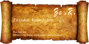 Zsinka Romulusz névjegykártya